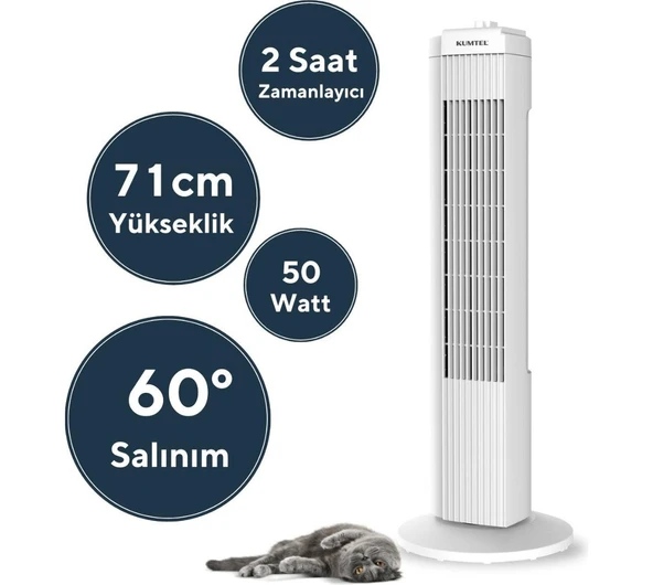 Kumtel Kule Tipi Vantilatör – Sessiz Çalışma, 3 Farklı Hız Ayarı, Zamanlayıcılı Serinlik + Lavanta Uçucu Yağı % 100 Saf 2li Set ürün görseli 1