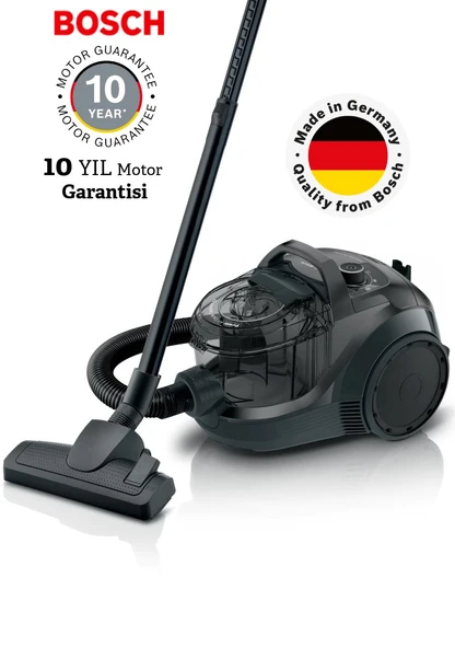 Bosch Yıkanabilir HEPA filtre: Alerjik bünyeler için uygun, A sınıfı Toz Torbasız Süpürge Serie 4 Siyah 550W ürün görseli 1