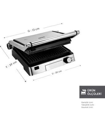 Karaca Granit Plakalı 2000 W Inox Görünümlü Tost Makinesi, 6 Dilim Kapasiteli, 4 Kademeli Pişirme Ayarlı, Geniş Izgara Alanı ve Kolay Temizlik, Enerji Veriml ürün görseli 1