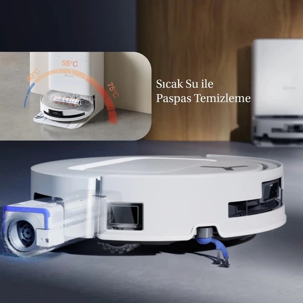 Ecovacs 18000Pa Sıcak Su Mop Yıkama AI Engel Algılama ZeroTangle 3.0 Otomatik Toz Boşaltma Robot Süpürge ürün görseli 1