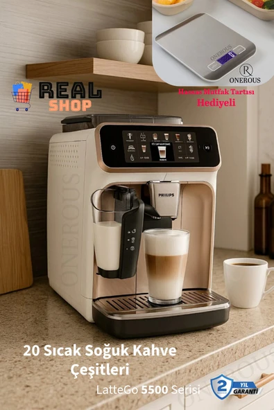 Philips LatteGO EP5543 20 Sıcak ve Soğuk İçecek Tam Otomatik Espresso Kahve Makinesi +1kg kahve ürün görseli 1