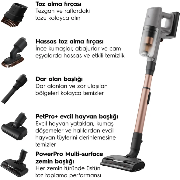 Electrolux Yüksek Çekim Gücü800 Serisi Animal Dikey Şarjlı Süpürge EP82AB25UG ürün görseli 1