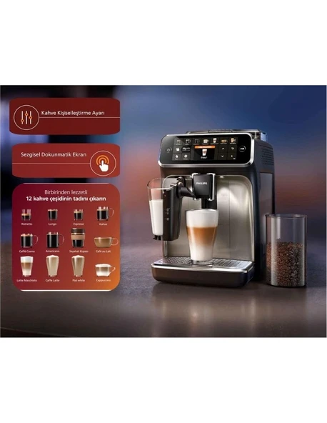 Philips Premium Tam Otomatik, Espresso, Makinesi, Paslanmaz Çelik, 12 Farklı Kahve Seçeneği ürün görseli 1