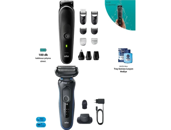 Braun Hepsi Bir Arada Şekillendirme Seti, 10’u 1 Arada Erkek Bakım Kiti+Taşıma Çantası ürün görseli 1