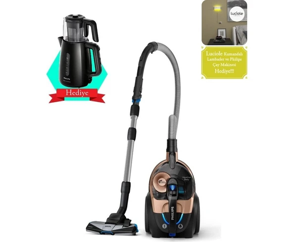Philips Superturbo Başlık Yüksek Çekim Gücü Marathon Toztorbasız Süpürge Çay Makinesi ve Lambader Hediyeli ürün görseli 1