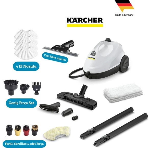 Karcher Kst 2 Plus Set 1500W 3.2 Bar Yüksek Basınçlı Buharlı Temizlik Makinesi + Mikrofiber Bez Seti - Beyaz Ev ve Ofis Tipi Hijyenik Zemin Temizleyici - Kimy ürün görseli 1