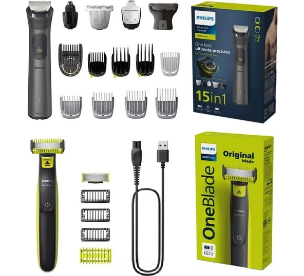 Philips Sıfır Traş, Yüz Saç Vücut Traş ve Bakım Setleri Hepsi Bir Arada Islak ve Kuru Kullanım - Benzersiz Oneblade Teknolojisi Ile ürün görseli 1