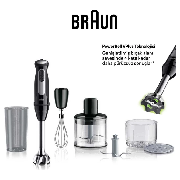 Braun 1000 Watt Multiquick 5 Pro El Blender Seti MQ55254MBK Mini Mutfak Robotu Rendeli Doğrayıcı Çırpıcı Beher Komple Set ürün görseli 1