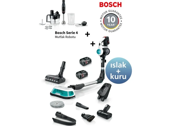 Bosch Islak & Kuru Temizlik, Güçlü Emiş,hafif Tasarım 80 Dk Uzun Pil Ömrü BCS71HYG1 , Bosh Serie 4 Mutfak Robotu ürün görseli 1