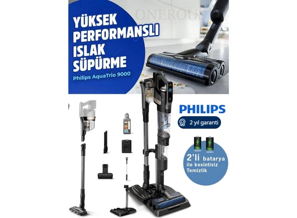 Philips Çift Bataryalı Kendi Kendini Temizleyen Islak & Kuru ve Mop Istasyonlu 9000 Serisi Dikey Süpürge ürün görseli 1