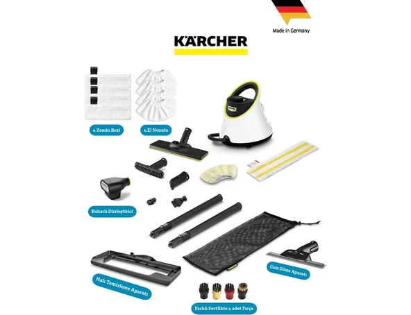 Kärcher Sc 2 Deluxe Full Set Evde Bebekli Aileler Için Güvenli Temizlik – Yağ, Kir ve Bakterileri Buharla Anında Yok Eden Pratik Çözüm ürün görseli 1