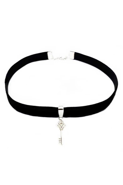 Siyah Renk Kadife Kadın Anahtar Choker Kolye ürün görseli 1