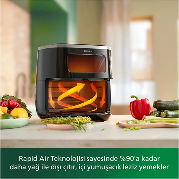 Philips Rapid Air 5.6 Litre Camlı Airfryer Xl Fritöz ürün görseli 1