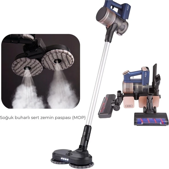Arnica Solara Pro Mop Islak Kuru 120 Dakika Çift Bataryalı Soğuk buharlı sert zemin paspaslı Şarjlı Dikey Süpürge ET13470 ürün görseli 1