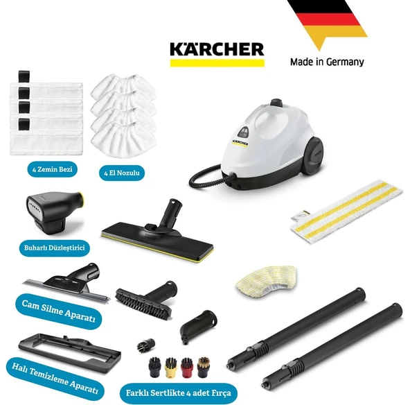 Karcher Sc 2 Easyfix Profesyonel Max Set 1500W 3.2 Bar Buharlı Temizlik Makinesi - Zemin ve Yüzey Temizliği Için Tam Set - Ergonomik Easyfix Zemin Başlığı ve ürün görseli 1