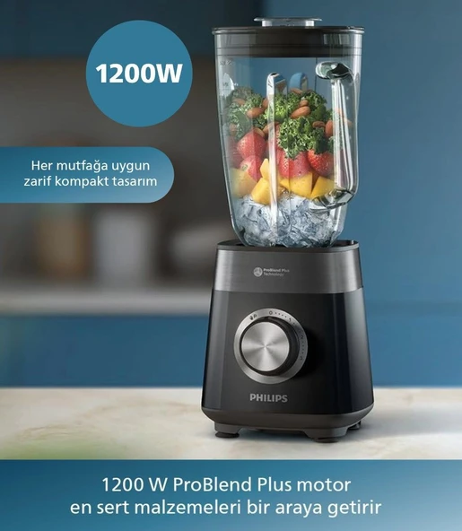 Philips 1200W ProBlend Teknolojili 2L Cam Hazneli Bulaşık Makinesinde Yıkanabilir Sürahili Blender Bulaşık makinesinde yıkanabilir ürün görseli 1