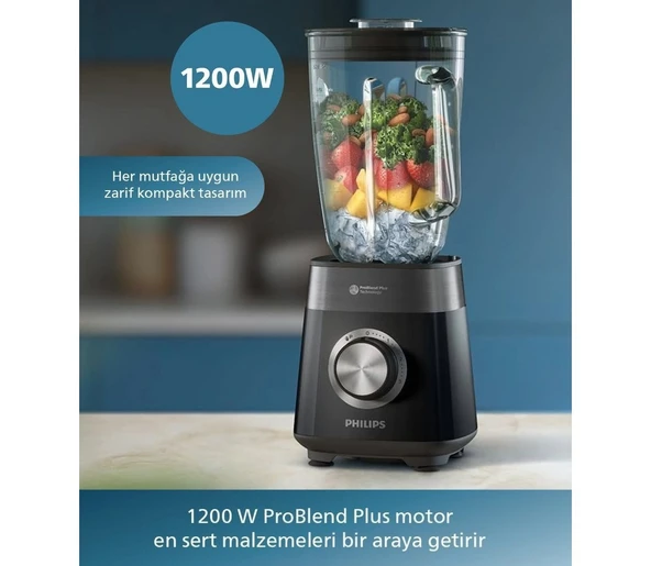 Philips 1200W Problend Teknolojili 2l Cam Hazneli Bulaşık Makinesinde Yıkanabilir Sürahili Blender Bulaşık Makinesinde Yıkanabilir ürün görseli 1