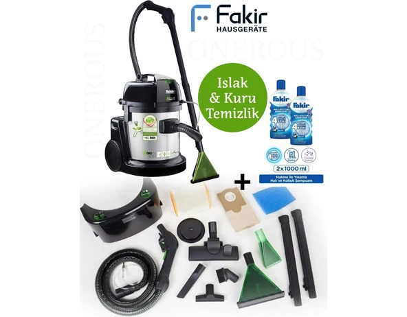 Fakir Turbo Başlıklı Yüksek Performanslı Halı Yıkama ve Süpürme Makinesi 1800W +Halı Şampuanı ürün görseli 1