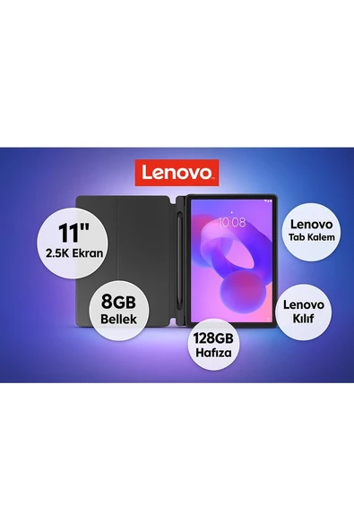 Lenovo Idea Tab Tablet - Dokunmatik 11INÇ 2.5k 90Hz Mat Ekran - 8gb Bellek - 128GB Depolama - Dolby Atmos® Hoparlörler + Lenovo Tab Kalem + Lenovo Kılıf + On ürün görseli 1