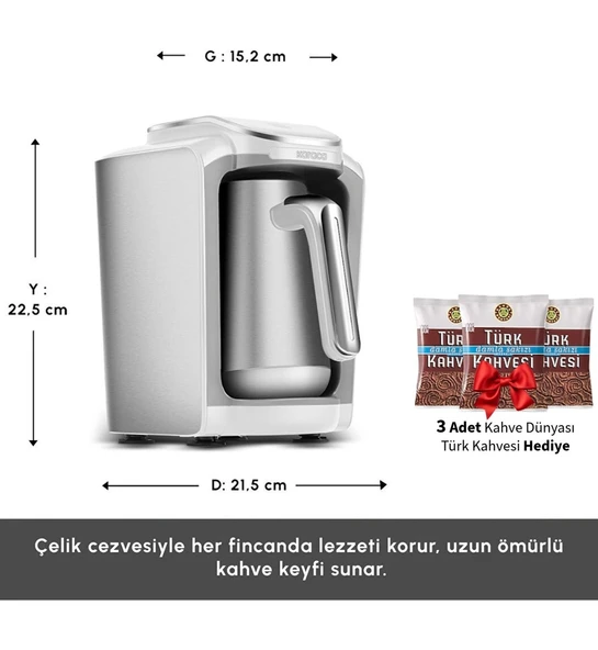 Karaca Dayanıklı Çelik Cezve Teknolojisi Türk Kahve Makinesi Beyaz Hatır Neo Inox ürün görseli 1