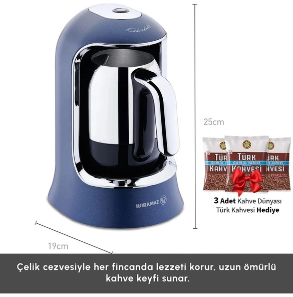 Korkmaz Göz Alıcı Mavi Renkli Türk Kahvesi Makinesi Azura A860 Kahvekolik ürün görseli 1