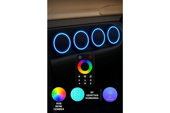 Onerous Dokunmatik Kumandalı 20 cm Neon Işıklı Midrange Hoparlör Kapağı 2 Takım 4 Adet ürün görseli 1