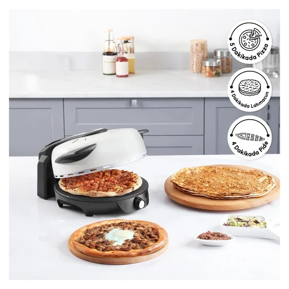 Karaca Gastro 10 in 1 Pizza Lahmacun ve Tandır Ekmeği Makinesi Biodiamond Soft Cream ürün görseli 1