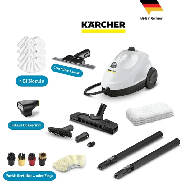 Karcher Kst 2 Pro Set 1500W 3.2 Bar Yüksek Basınçlı Buharlı Temizlik Makinesi- Beyaz Ev ve Ofis Tipi Hijyenik Zemin Temizleyici - Kimyasalsız Temizlik %99.99 ürün görseli 1