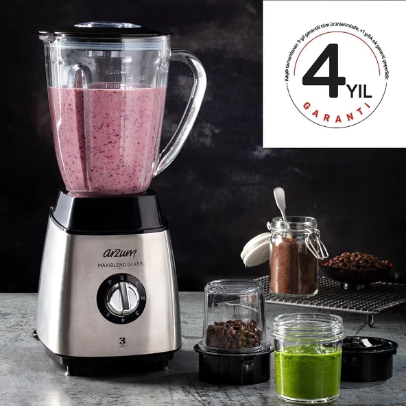 Arzum Paslanmaz Çelik Gövde ve Bıçaklar ''buz Kırıcı, Öğütücü ve Doğrayıcı'' Büyük Boy Blender ürün görseli 1