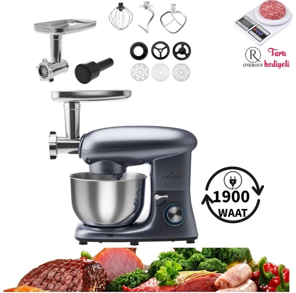 Karaca Multichef Mutfak Şefi 1900W 5,5 Lt Paslanmaz Çelik Kase ile Çok Amaçlı Kullanım ürün görseli 1
