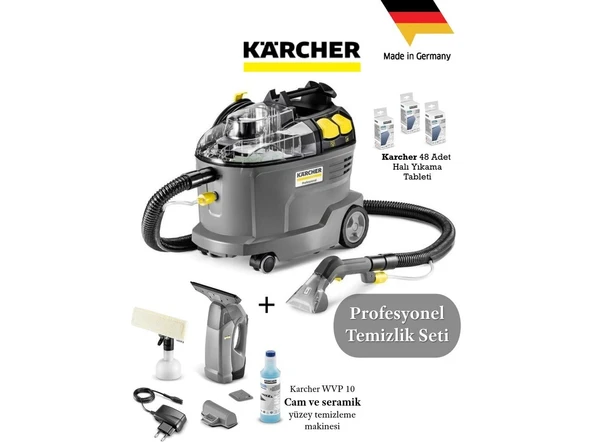 Karcher Güçlü Temizlik Profesyonel Puzzi 8/1 Halı&koltuk Döşeme Yıkama Makinesi + Cam Temizleme Cihazı ürün görseli 1