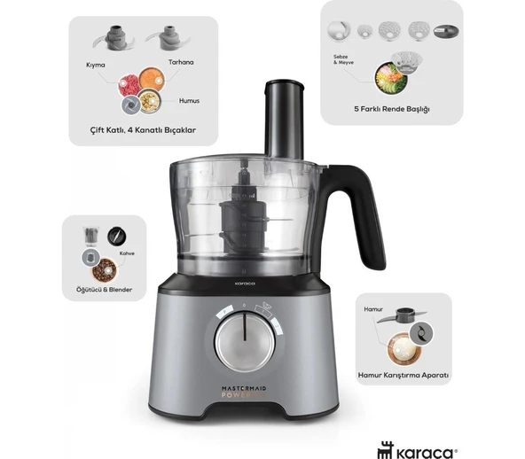 Karaca 2500W Hamur Yoğurma, Kıyma, Blender ve Daha Fazlası Mastermaid Power Max ile Hepsi Bir Arada ürün görseli 1