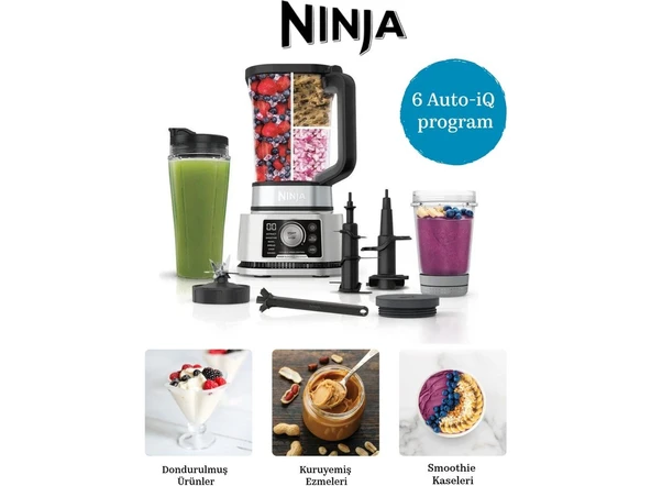 Ninja 2,1 Litre Power Blender & Processor Sürahi Foodi Power 3-In-1 Akıllı Tork ve Auto-Iq Sistemli Nutri Blender,ezin, Doğrayın, Harmanlayın ve Karış ürün görseli 1