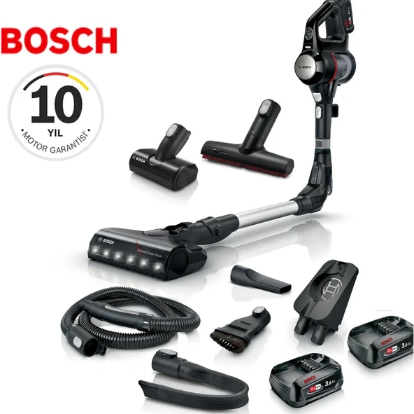 Bosch 10 Yıl Motor Garantili Unlimited 7 Çift Bataryalı 80 Dakika Çalışma Süresi Esnek Borulu Şarjlı Dikey Süpürge BBS712XTR++ ürün görseli 1