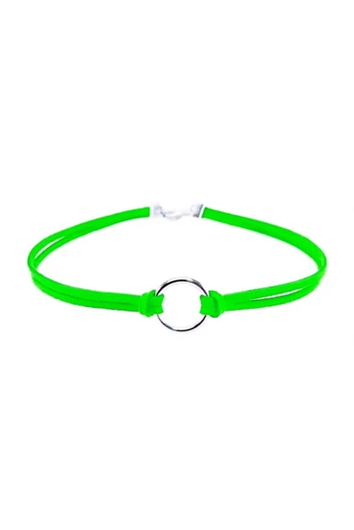 Fıstık Yeşili Kadın Süet Round Choker ürün görseli 1