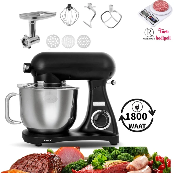 Karaca Kıyma Çekme Sucuk-Sosis Yap Hamur Yoğurma 1800W Güç 6,2 Lt Döküm Gövde Premium Standlı Mikser & Mutfak Şefi + Hediye ürün görseli 1