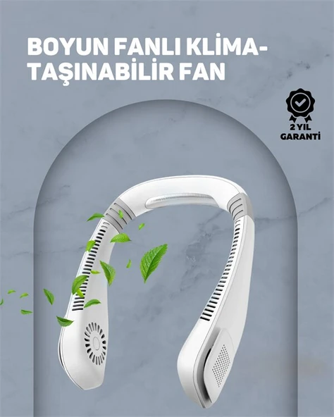 USB Şarjlı Giyilebilir Fan | 5 Kademeli Rüzgar Hızı Sessiz Turbo Soğutma 360° Hava Sirkülasyonu ürün görseli 1