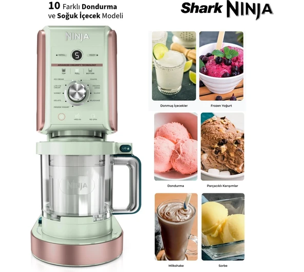 Ninja Çok Fonksiyonlu Dondurma Yapma Cihazı + Ekstra Hazne Aksesuar Seti - Slushi Frappe Frozen Yoğurt Sorbe Milkshake Soft Serve 1200W Profesyonel ürün görseli 1
