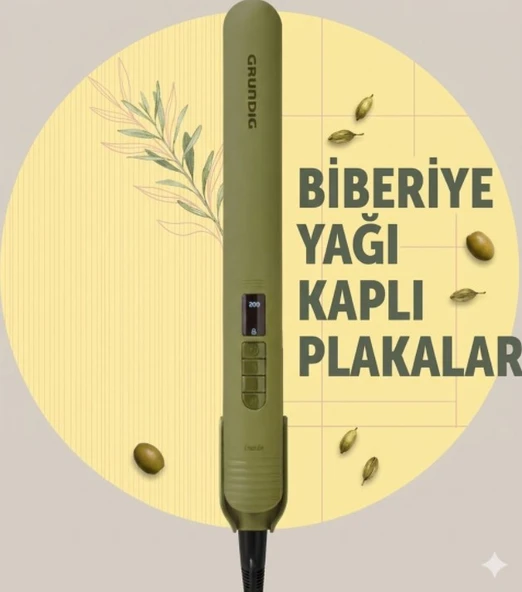 Grundig HS 7031 Botanika Biberiye Yağı Kaplı Plakalı İyonik Saç Düzleştirici ürün görseli 1