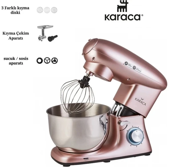 Karaca Multichef 1900W Kıyma ve Içli Köfte Aparatlı 5,5 Lt Kapasiteli Stand Mikser Mutfak Şefi ürün görseli 1