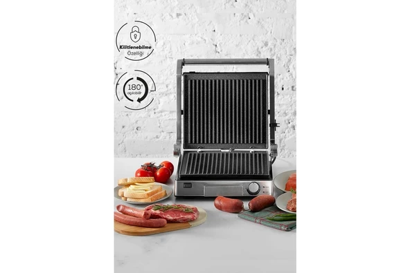 Karaca Biogranit Izgara ve Tost Makinesi Inox 2000W Paslanmaz Çelik ürün görseli 1
