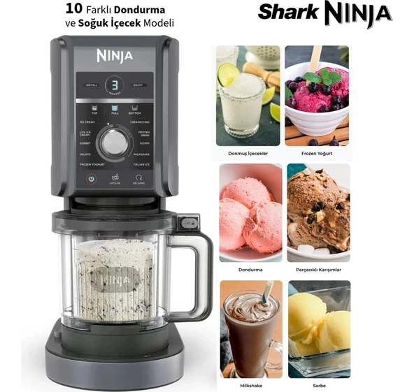 Ninja Profesyonel Dondurma ve Frozen Makinesi - 11 Fonksiyonlu Slushi Frappe Yoğurt Soft Serve Aile Boyu Geniş Hazneli 1200W Çok Yönlü Cihaz ürün görseli 1