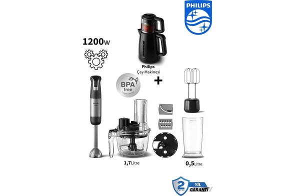 Philips 5000 Serisi 1200 W Blender Seti & Mutfak Robotu + Philips Çay Makinesi ürün görseli 1