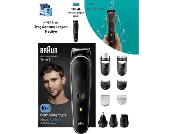 Braun Hepsi Bir Arada Şekillendirme Seti, 10’u 1 Arada Erkek Bakım Kiti+Taşıma Çantası (Onerous ) ürün görseli 1