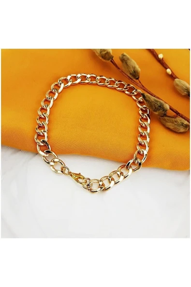 Altın Kaplama Kadın Kalın Zincir Choker Kolye ürün görseli 1