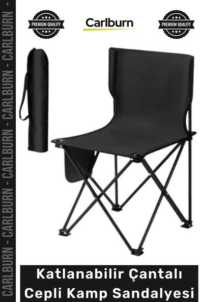 #KampSandalyesi Konforlu Ergonomik Metal Profil Oxford Kumaş Katlanabilir Çantalı Cepli Kamp Sandalyesi ürün görseli 1