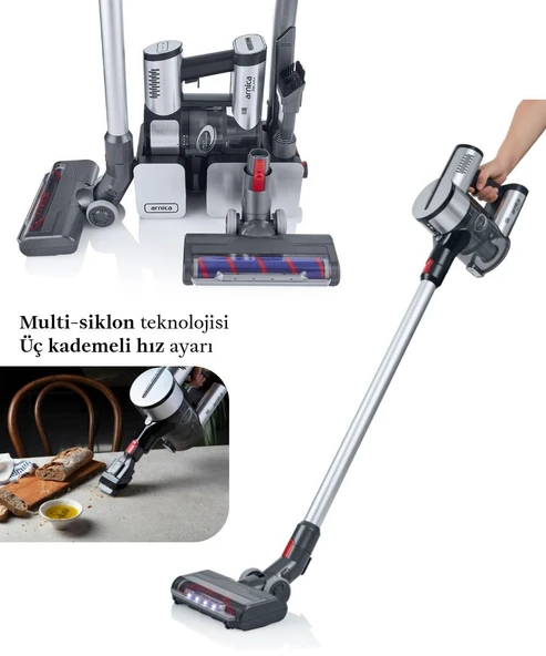 Arnica Solara Yüksek Emiş Gücü LED Başlıklı Şarjlı Dikey Süpürge ET13450 ürün görseli 1