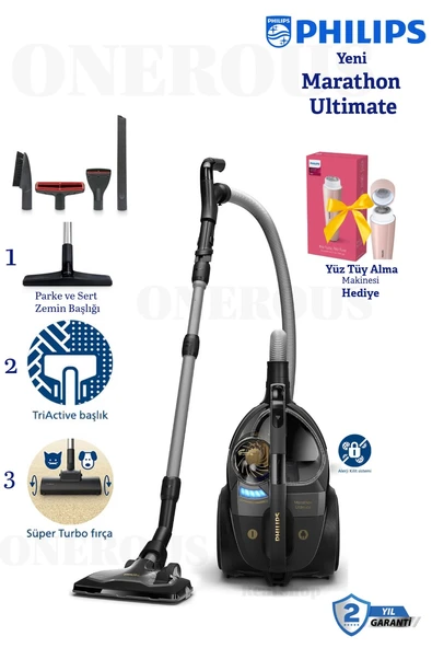 Philips Kumandalı Kontrol Marathone Ultimate Toz Torbasız Elektrikli Süpürge, xb9145 Turbo Halı Döver Başlık ürün görseli 1