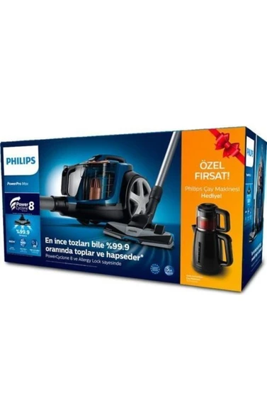 Philips Alerjik Kilit Sistemi Powercyclone 8 Philips Çaycı Hediyeli, Uzun Ömürlü Yıkanabilir Filtreli ürün görseli 1