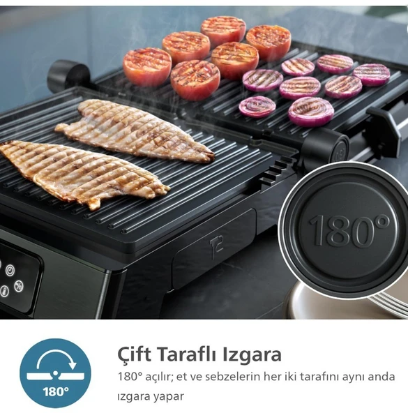 PHİLİPS 7000 Serisi Izgara ve Tost Makinesi, 8 Ön Ayarlı Programlar, Gıda Termometresi HD6307 + Hassas Mutfak Tartısı ürün görseli 1